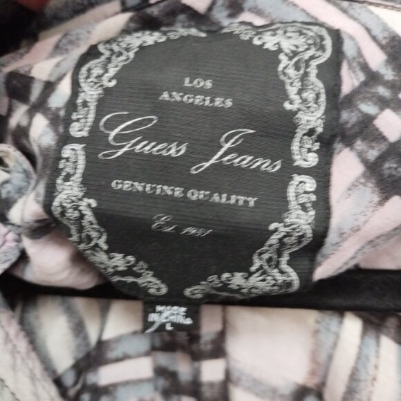 Guess jeans button down 3/4 sleeve longer style top - Picture 3 of 7